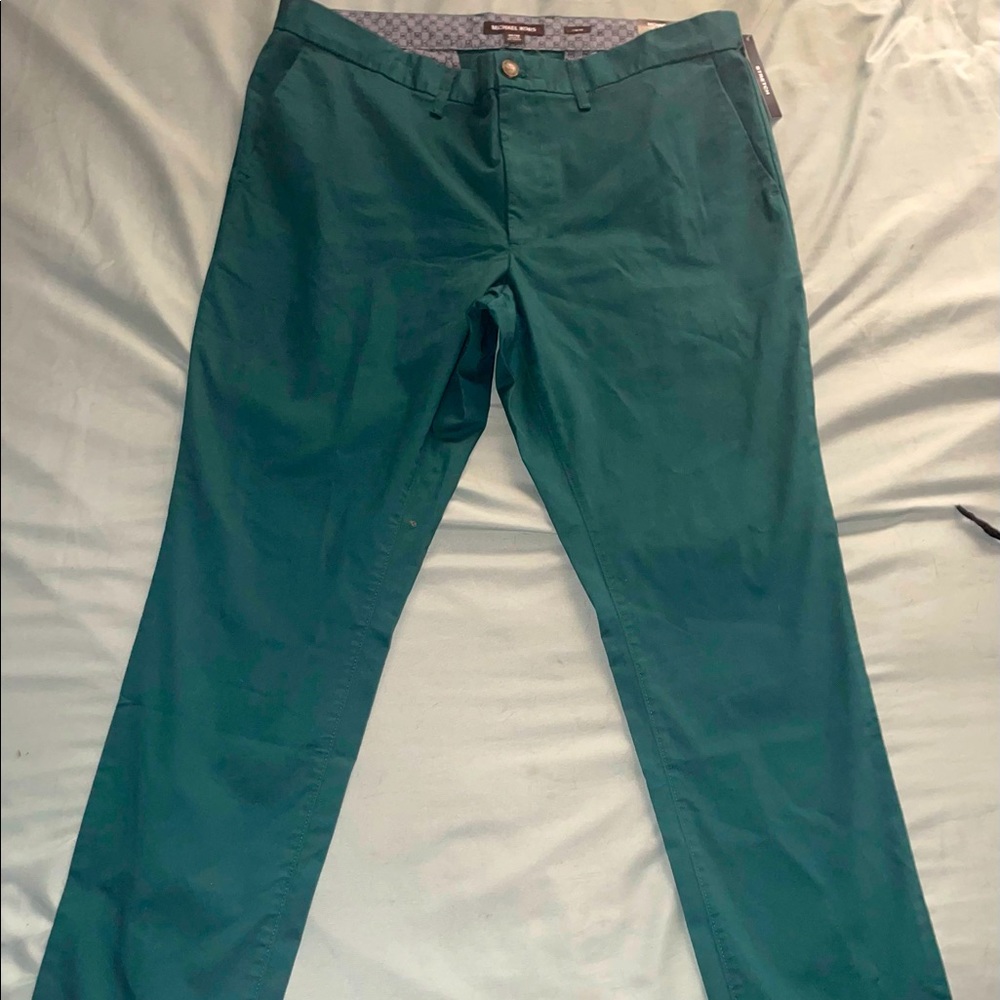 Green slim fit stretch Michael Kors Pants